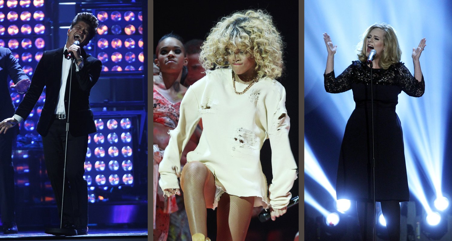 BRIT Awards - London's O2 Arena - February 21, 2012, Rihanna, Bruno Mars, Adele
