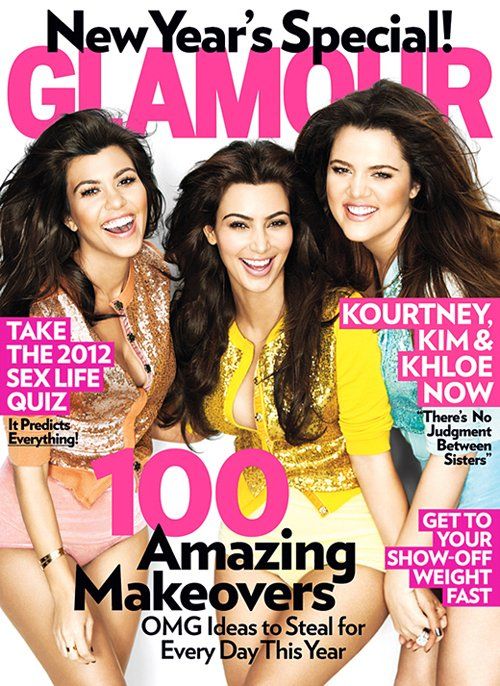 Glamour - January 2012, Kim, Kourtney and Khloe Kardashian
