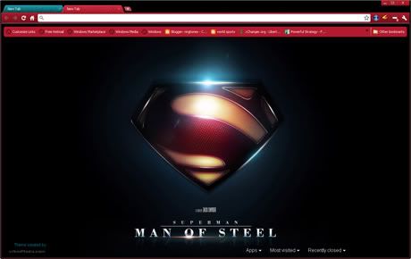 Download Superman Man of Steel Movie 2013 google chrome theme