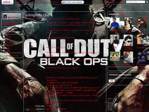 call of call of duty black ops orkut theme
