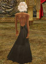 gray velvet bow gown back