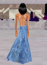 blue ice bow gown back