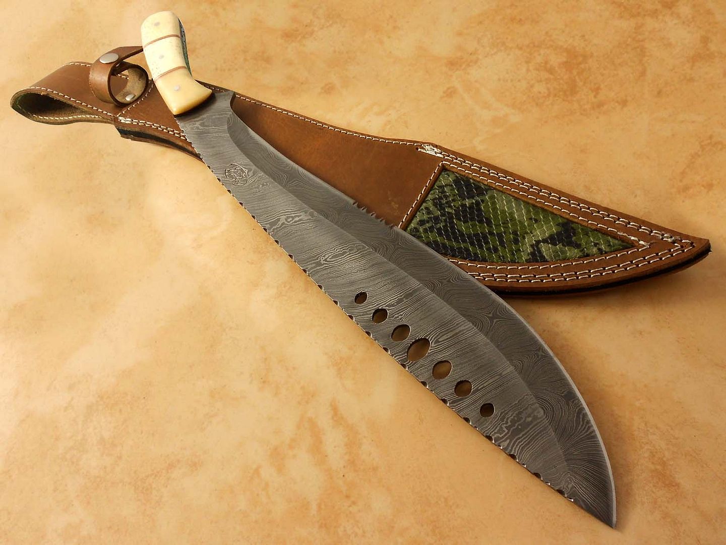 20.6" BOOK OF ELI MORA CUSTOM MADE DAMASCUS STEEL MACHETE KUKRI KNIFE