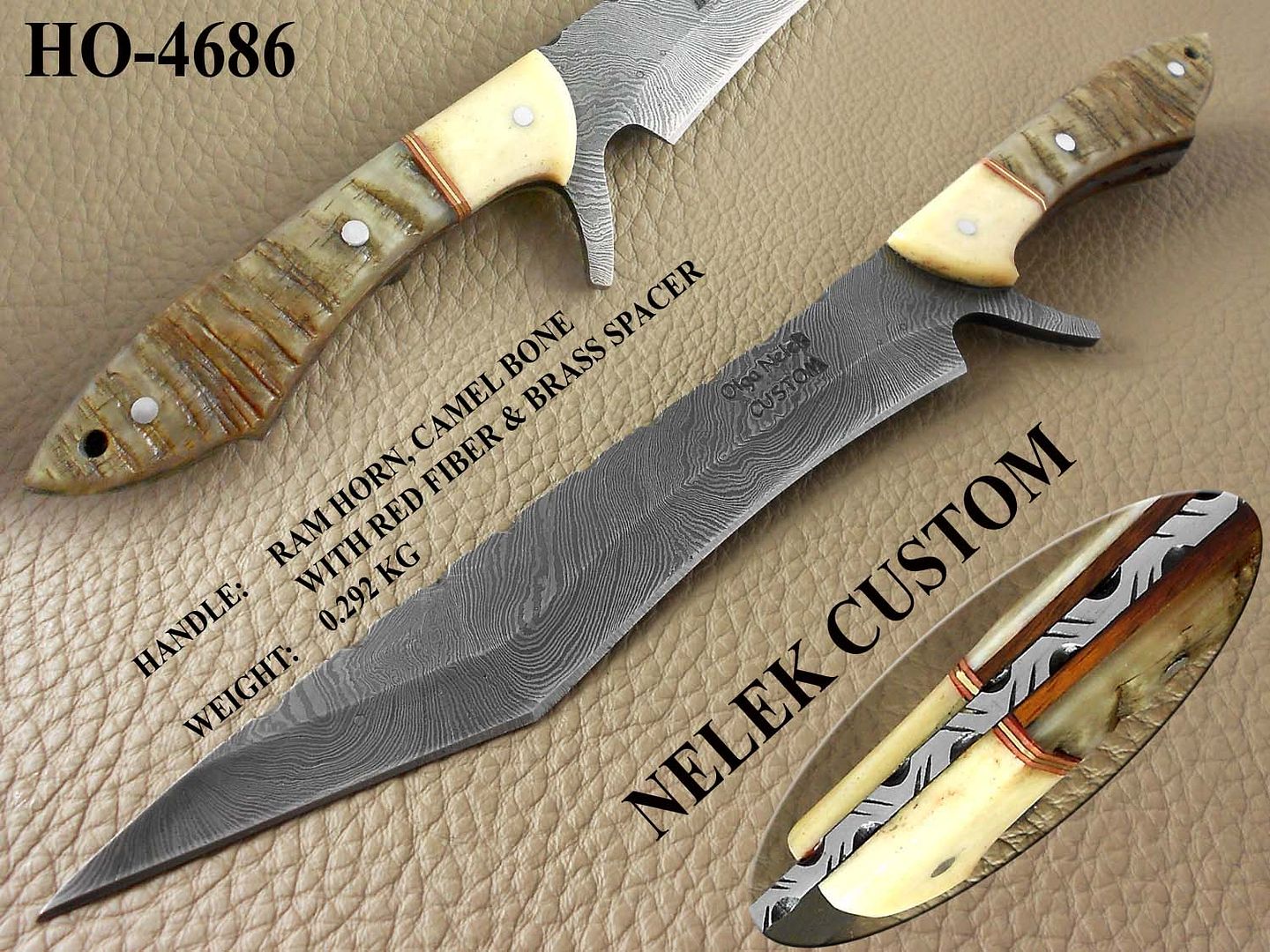 13 NELEK CUSTOM MADE DAMASCUS STEEL FULL TANG TANTO hUNTING KNIFE HO