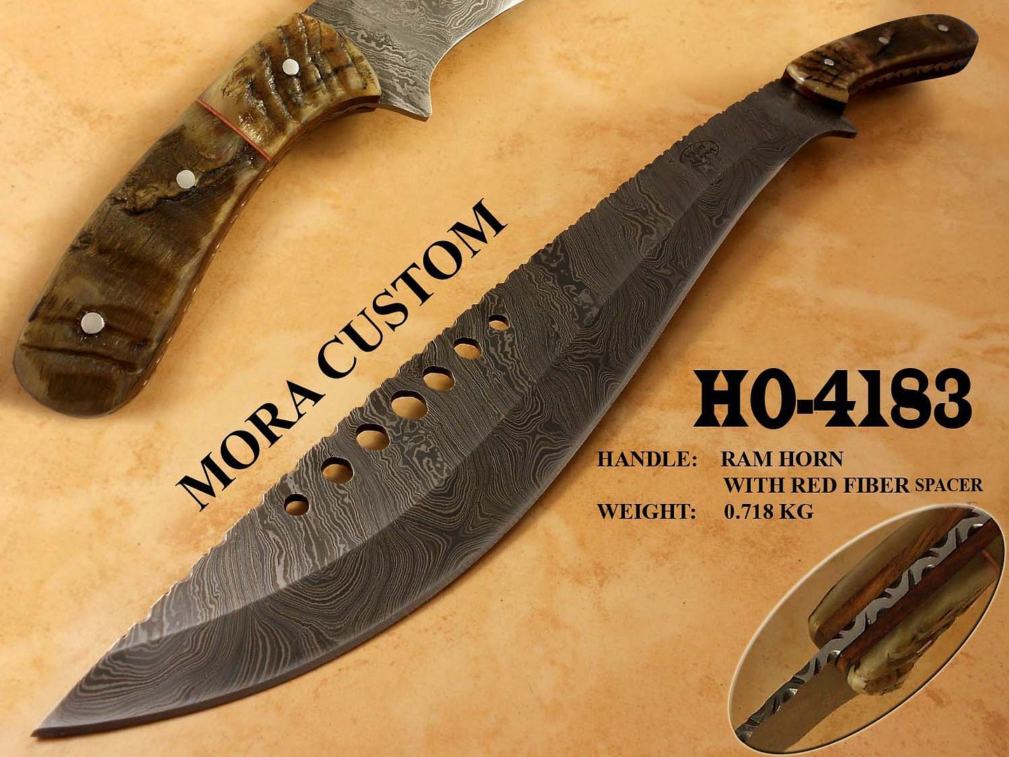 21" BOOK OF ELI MORA CUSTOM MADE DAMASCUS STEEL MACHETE KUKRI KNIFE HO