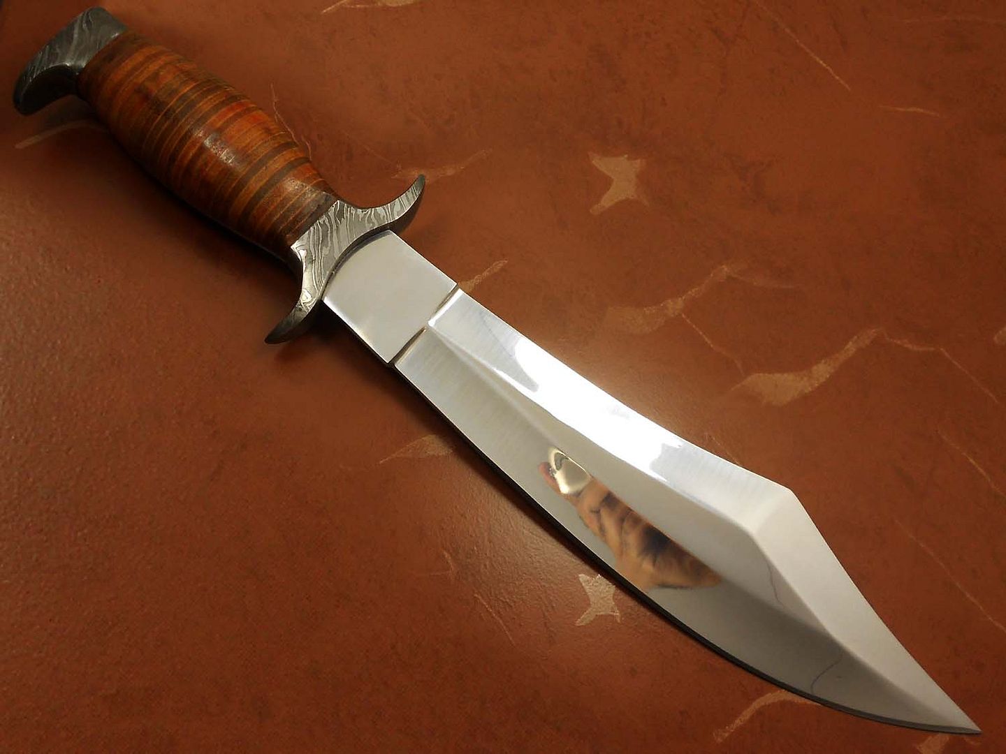 Hand Made By Ozair RARE CUSTOM MADE BOWIE KNIFEJ2 STEEL DAMASCUS HO