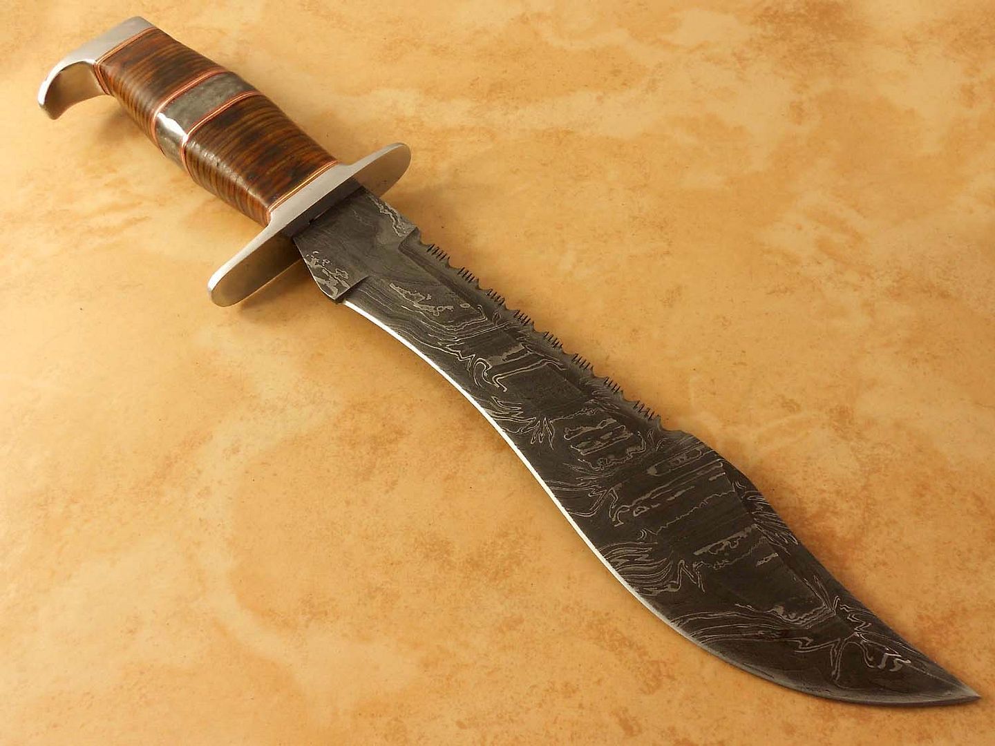 15.5"ROYAL CUSTOM DAMASCUS STEEL 1OFAKIND JUNGLE RANGER BOWIE KNIFE