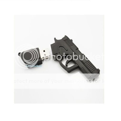 4 or 8 or 16 or 32 or 64GB Black Gun USB2 0 Flash Memory Stick Pen Drive Thumb