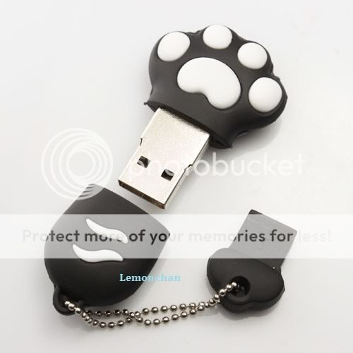 4 or 8 or 16 or 32 or 64GB Black Animal Paw USB2 0 Flash Memory Stick Drive